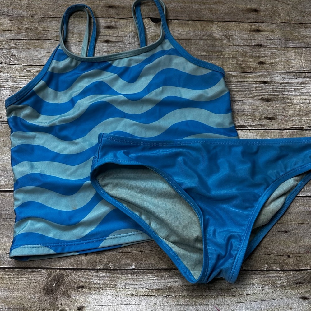 Wonder Nation Blue Bikini with Wave Pattern